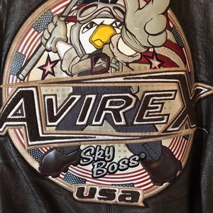 Avirex U.S.A. Sky Boss Brown Leather Bomber 4XL